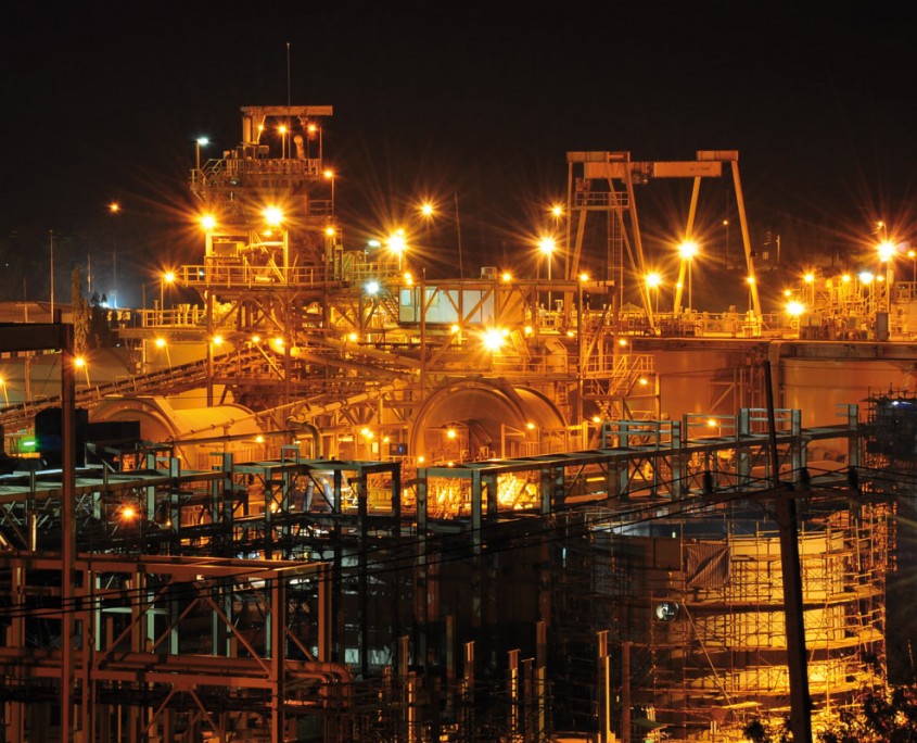 Chatree processing plant at night