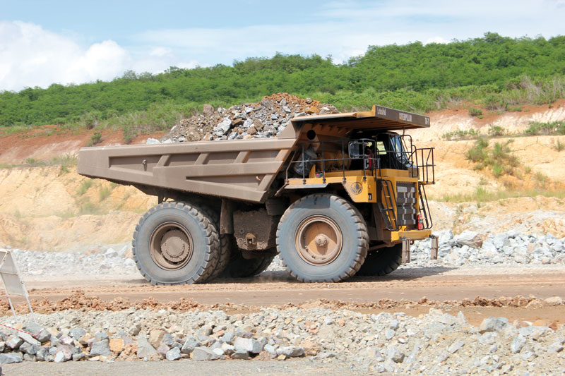 One of the trucks at the Chatree Mine